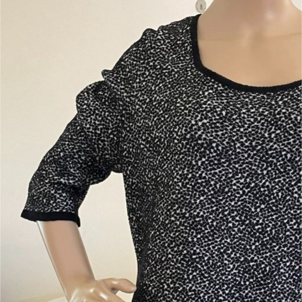 Moth Anthropologie Sweater Size XL Black White Textured Knit Scoop Neck - Picture 6 of 12